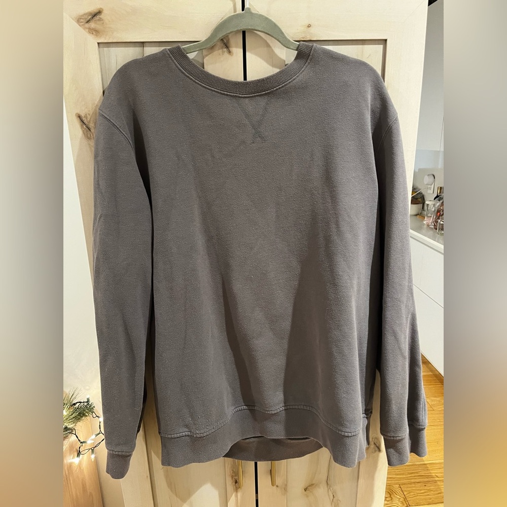 Gray crew neck sweatshirt, richer poorer